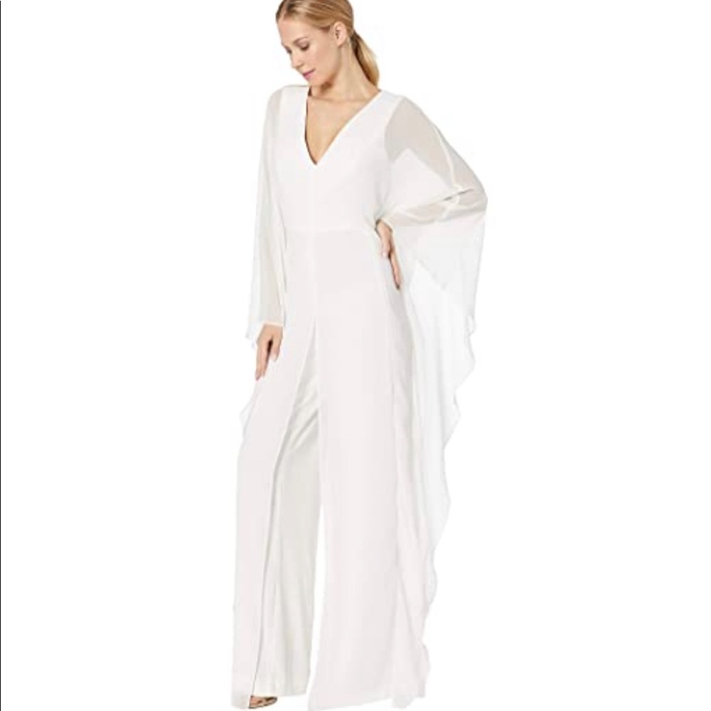 Halston Heritage White Dramatic Sleeve Jumpsuit - image 4